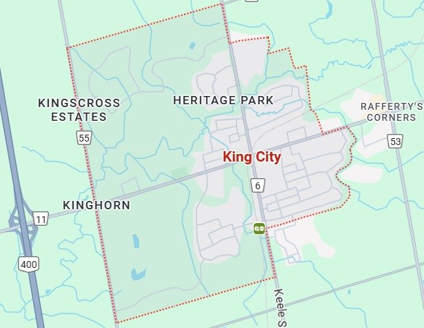 Map showing King City and surroundings